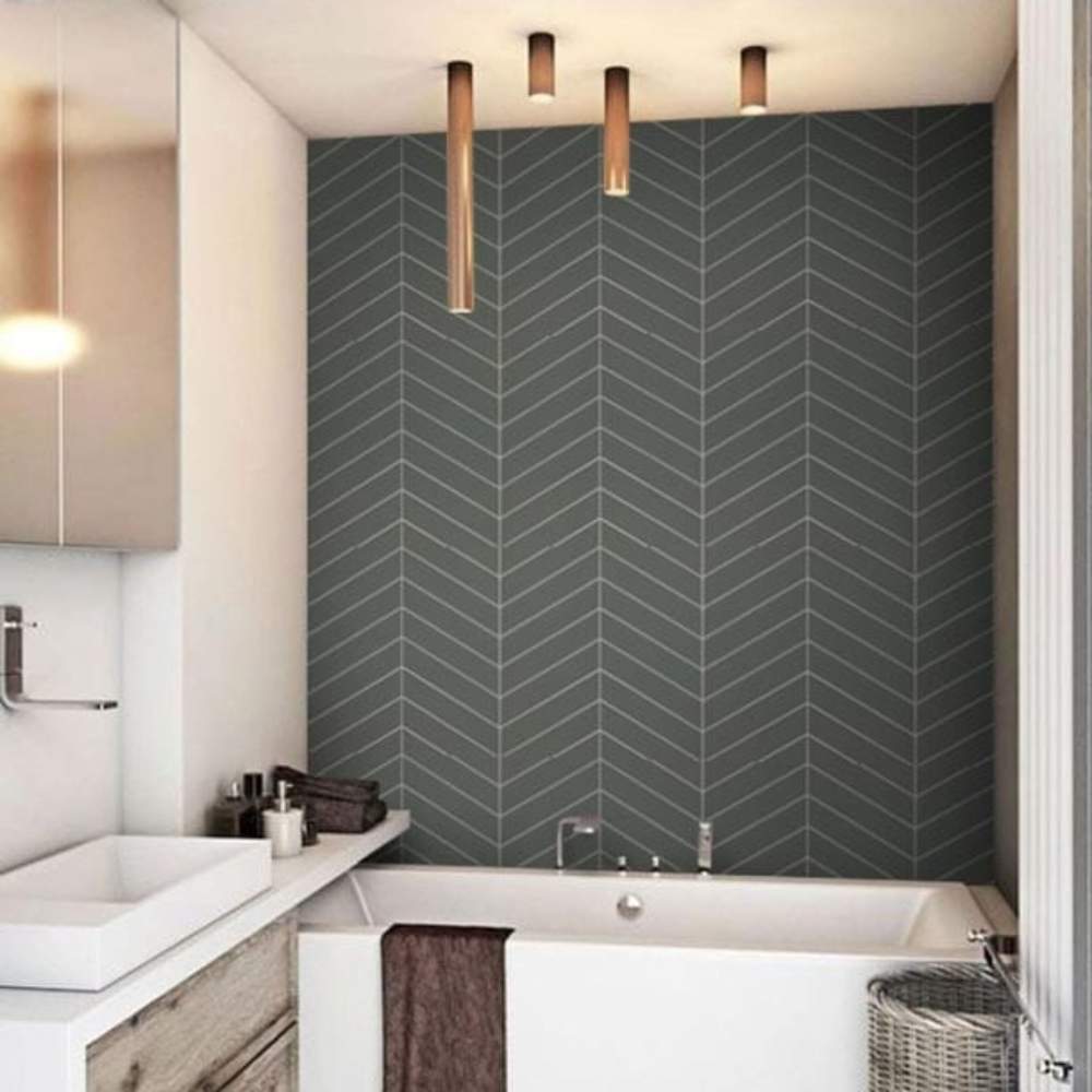 Dark Grey Chevron Reflect Tile Wall Panels