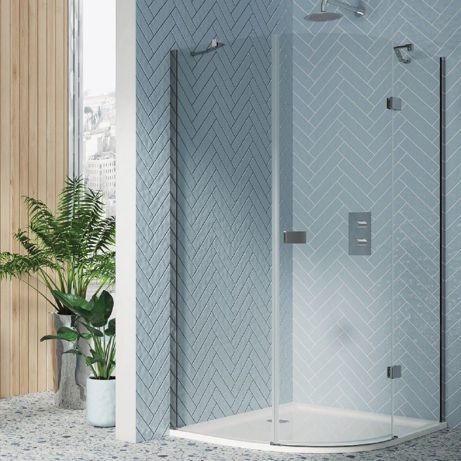 Dawn Athena 1200 x 800mm Chrome Hinged Offset Quadrant Shower Enclosure