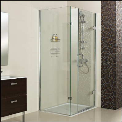 Decem Hinged Door Shower Enclosure 1400 x 900mm with One In-line Panel for Corner Fitting by Roman Showers