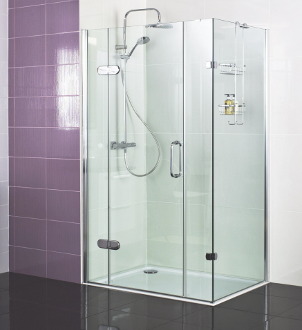 Decem Hinged Door Shower Enclosure 1600 x 900mm with Two In-line Panels and Side Panel for Corner Fitting by Roman Showers