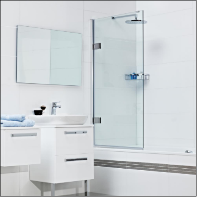 Decem Hinged Bath Shower Screen 830mm by Roman Showers