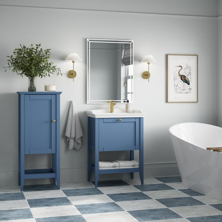 Dendermond Matt Misty Blue 800 Floor Standing One Drawer Vanity Unit