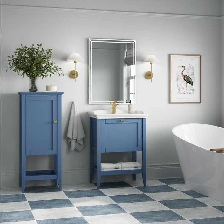 Dendermond Matt Misty Blue 650 Floor Standing One Drawer Vanity Unit