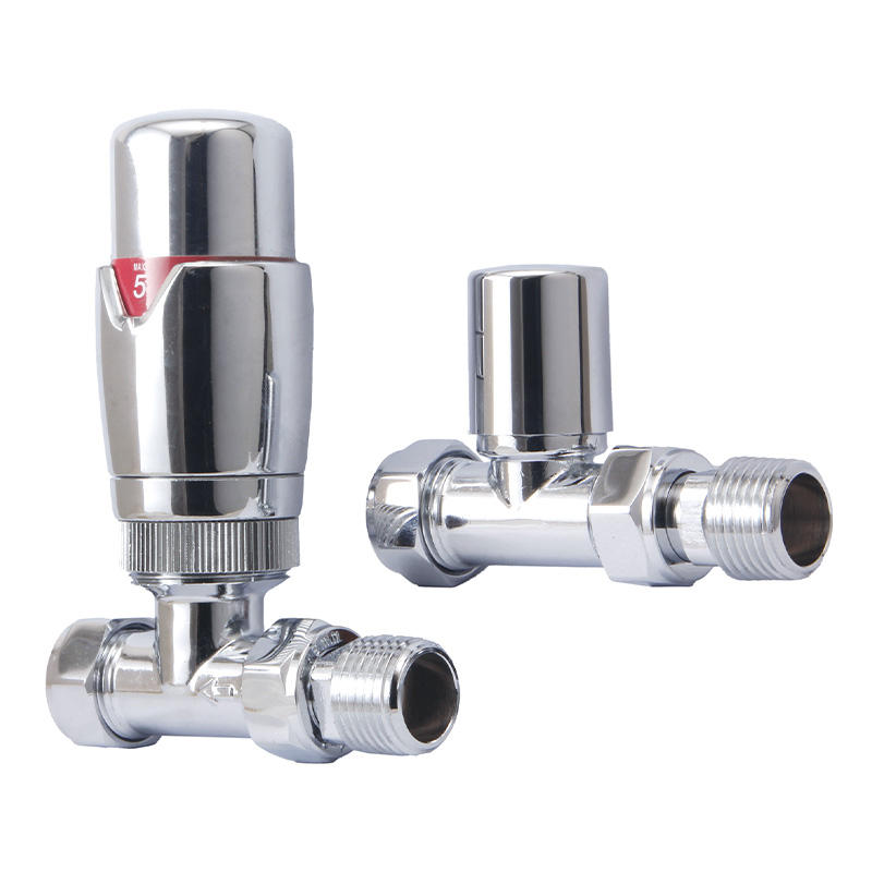 DQ Essential TRV Straight Chrome Radiator Valves