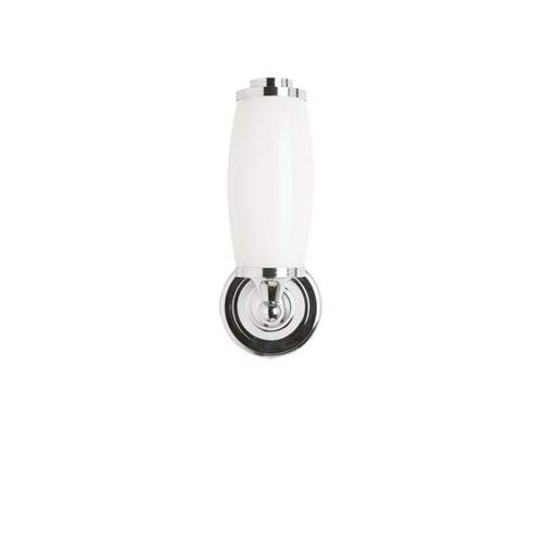 Burlington LED Bathroom Round Wall Light - Chrome Base & Opal Glass Tube Shade - BL13