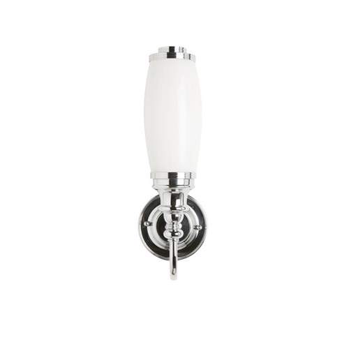 Burlington Bathroom Ornate Wall Light - Chrome Base & Opal Glass Tube Shade - ELBL23 - Clearance