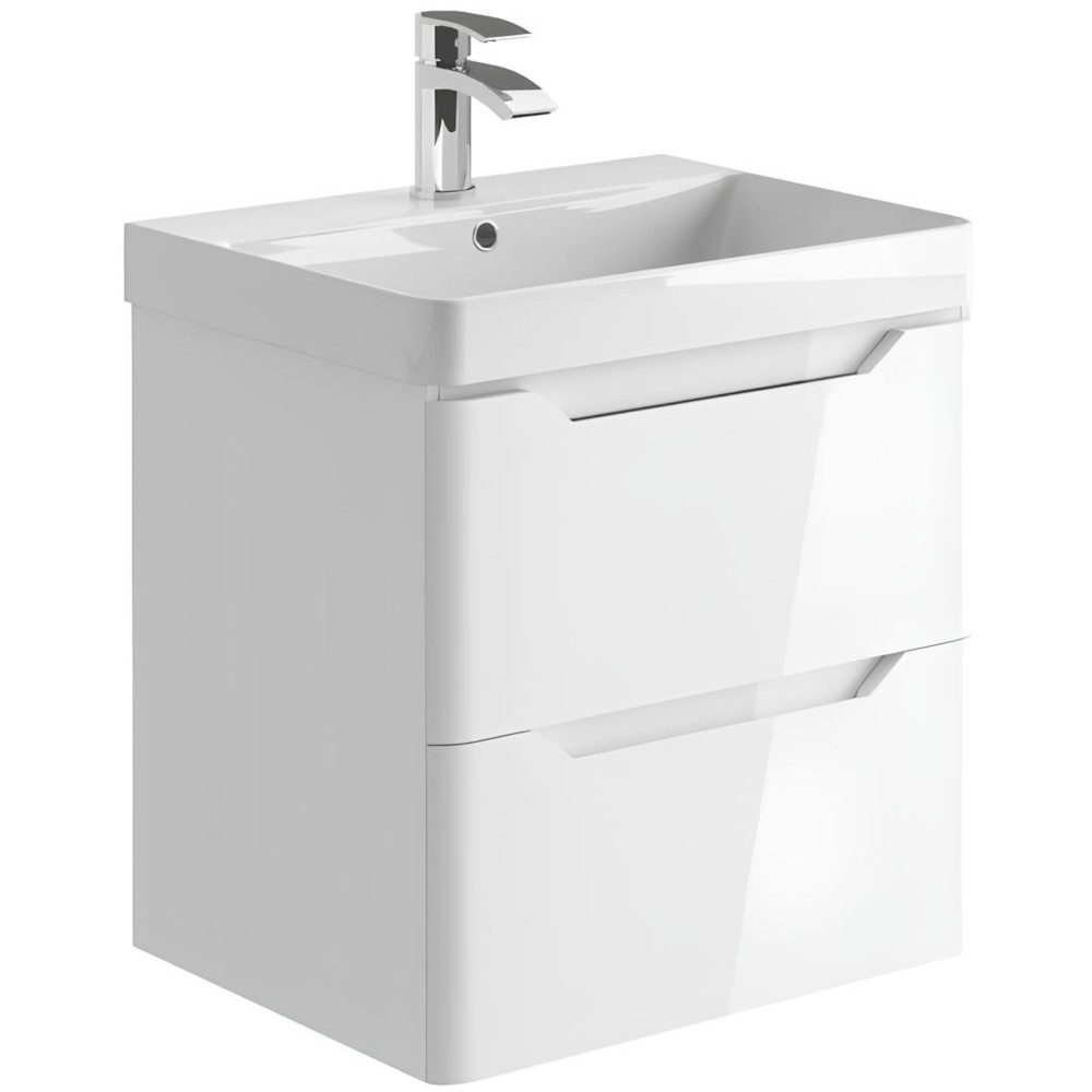 Scudo Ella 600 Gloss White Wall Hung Vanity Unit