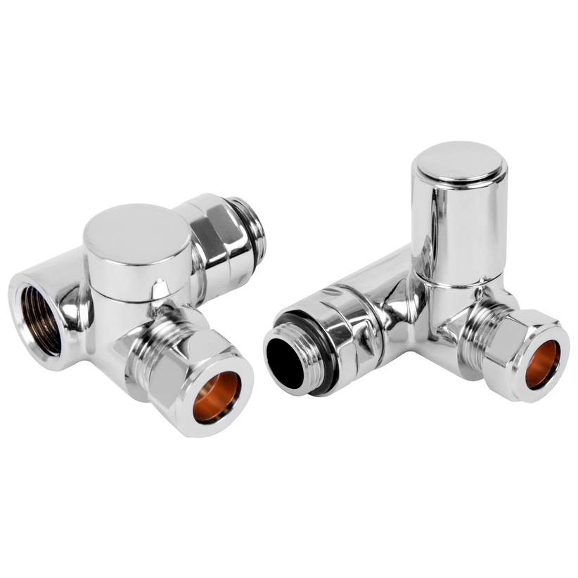 DQ Essential Manual Corner Dual Fuel Chrome Radiator Valves