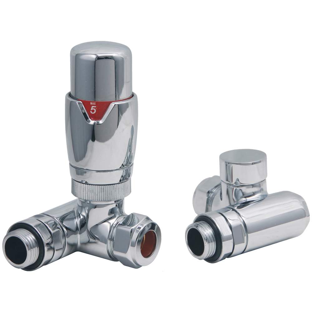 DQ Essential TRV Corner Dual Fuel Chrome Radiator Valves