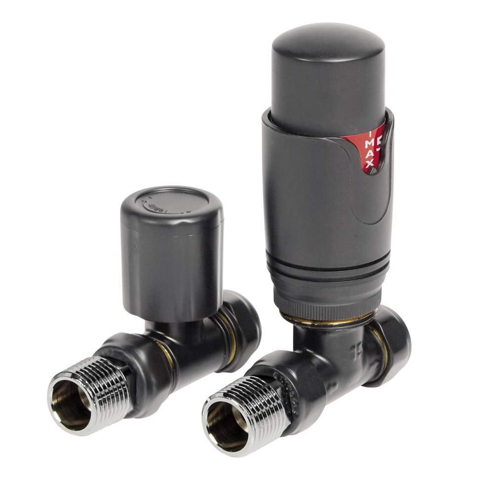 DQ Essential TRV Straight Anthracite Radiator Valves