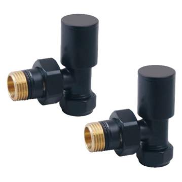 DQ Essential Manual Angled Black Radiator Valves