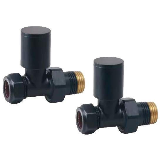 DQ Essential Manual Straight Black Radiator Valves