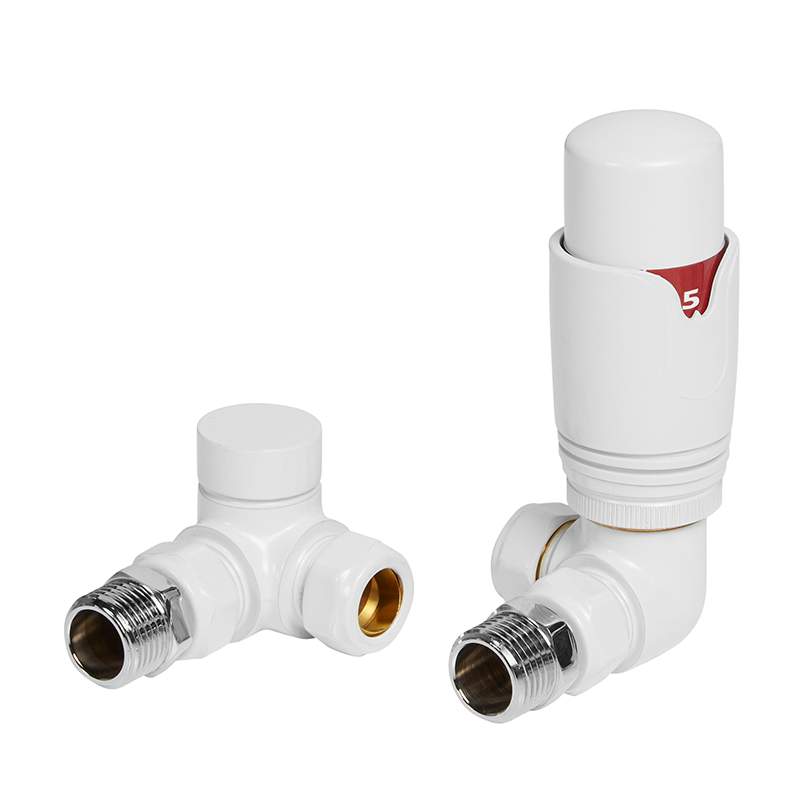 DQ Essential TRV Corner White Radiator Valves