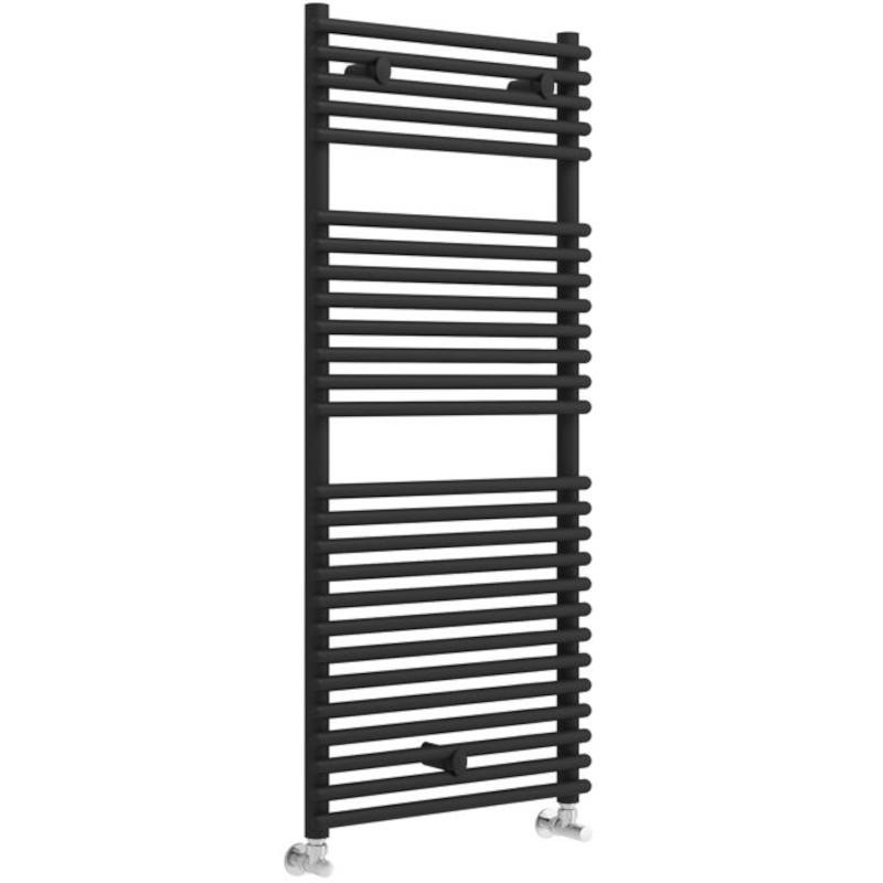 Estaires 500 x 1190mm Round Black Towel Radiator