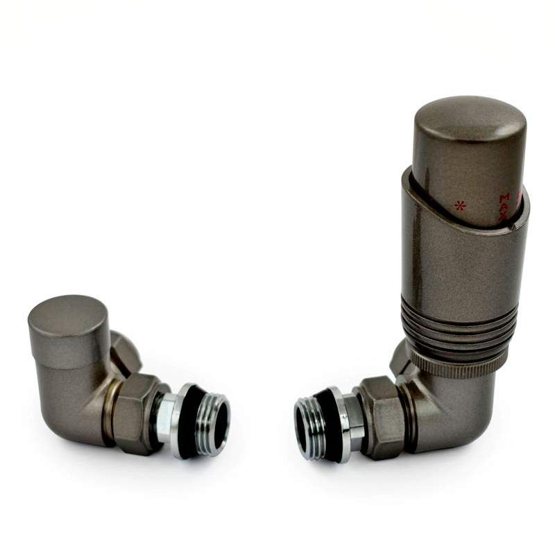 DQ Estilo TRV Corner in Metallic Grey Radiator Valves