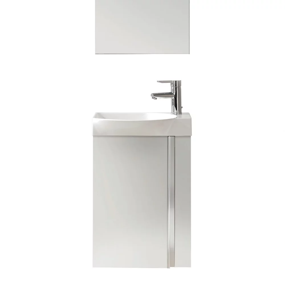 Royo Elegance 455mm Wall Hung Cloakroom Unit with Mirror - Gloss White