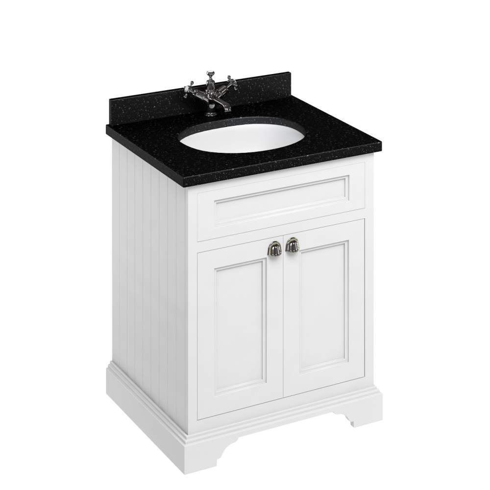Burlington 65cm Matt White 2 Door Vanity Unit with Optional Basin, FF8W