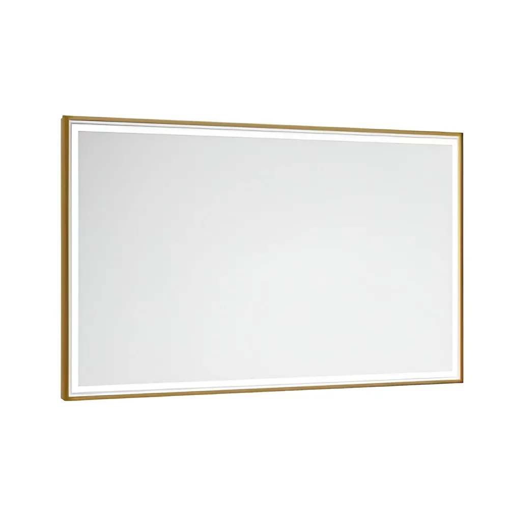 Abacus Line 1200 x 600 Brushed Brass Framed LED Mirror