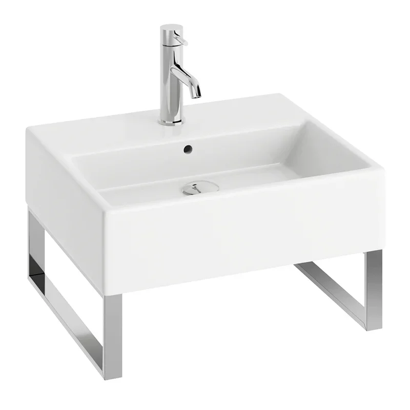 Abacus Concept Pure Basin 500 x 420mm 1 Tap Hole With Brushed Towel Hangers