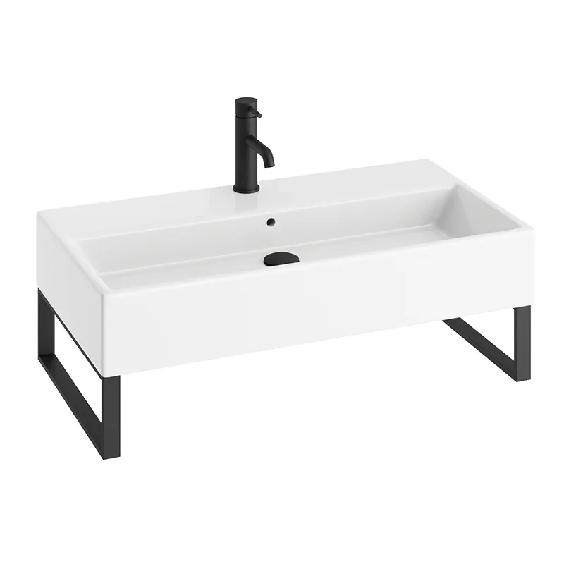 Abacus Concept Pure Basin 800 x 420mm 1 Tap Hole With Matt Black Towel Hangers