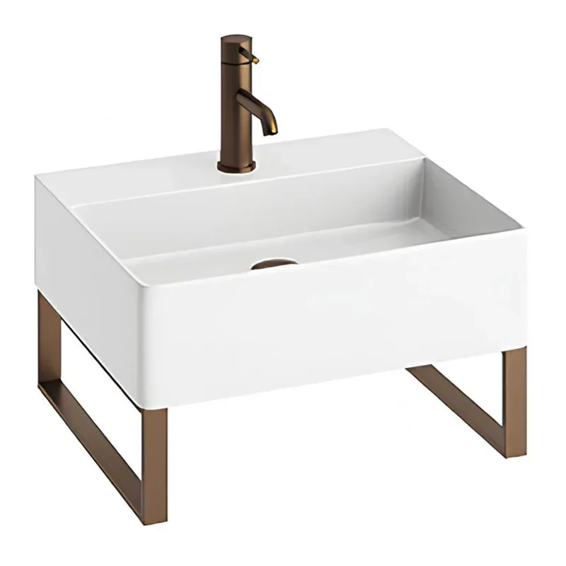 Abacus Concept Pure Basin 500 x 420mm 1 Tap Hole With Brushed Bronze Towel Hangers