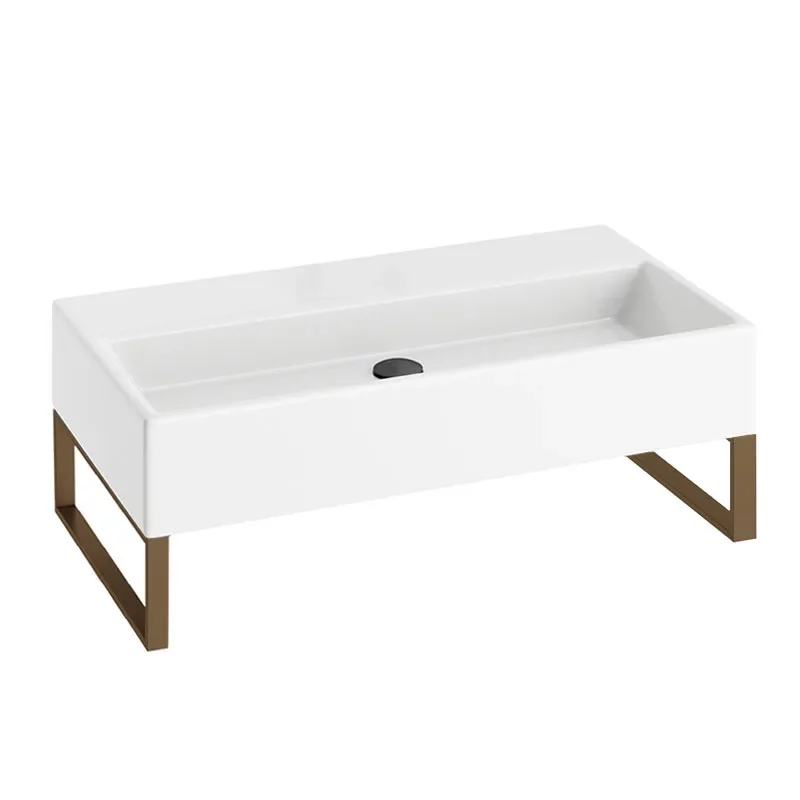 Abacus Concept Pure Basin 800 x 420mm 0 Tap Hole With Brushed Bronze Towel Hangers