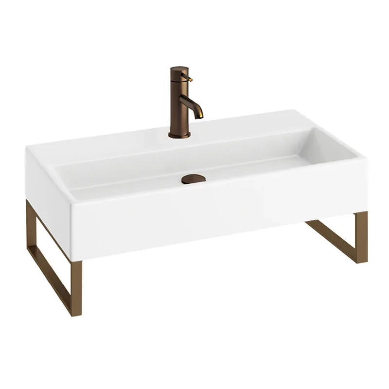 Abacus Concept Pure Basin 800 x 420mm 1 Tap Hole With Brushed Bronze Towel Hangers