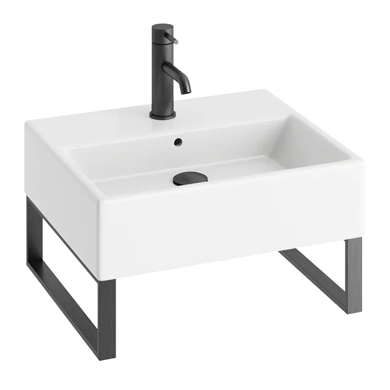 Abacus Concept Pure Basin 500 x 420mm 1 Tap Hole With Matt Anthracite Towel Hangers