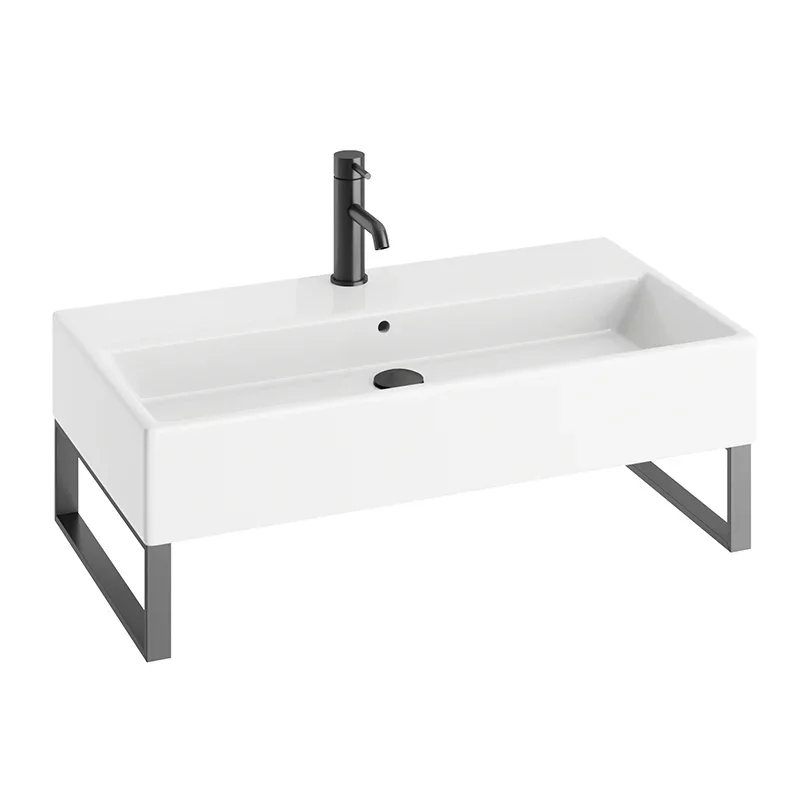Abacus Concept Pure Basin 800 x 420mm 1 Tap Hole With Matt Anthracite Towel Hangers