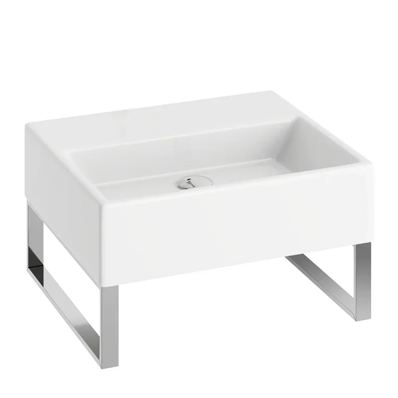 Abacus Concept Pure Basin 500 x 420mm 0 Tap Hole With Brushed Towel Hangers