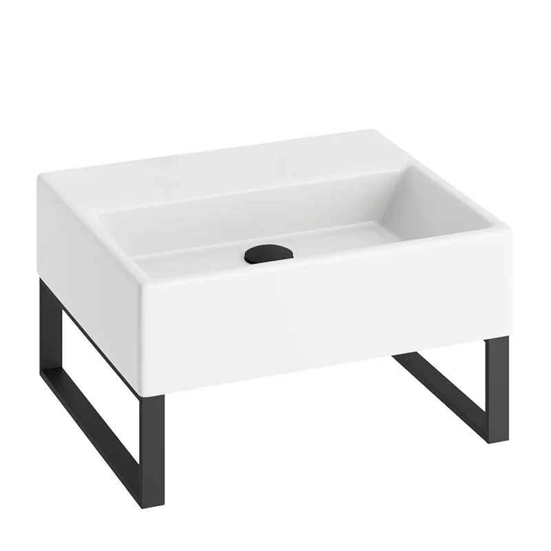 Abacus Concept Pure Basin 500 x 420mm 0 Tap Hole With Matt Black Towel Hangers