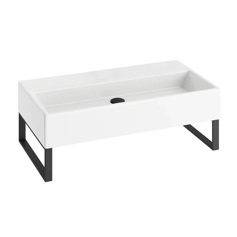 Abacus Concept Pure Basin 800 x 420mm 0 Tap Hole With Matt Black Towel Hangers