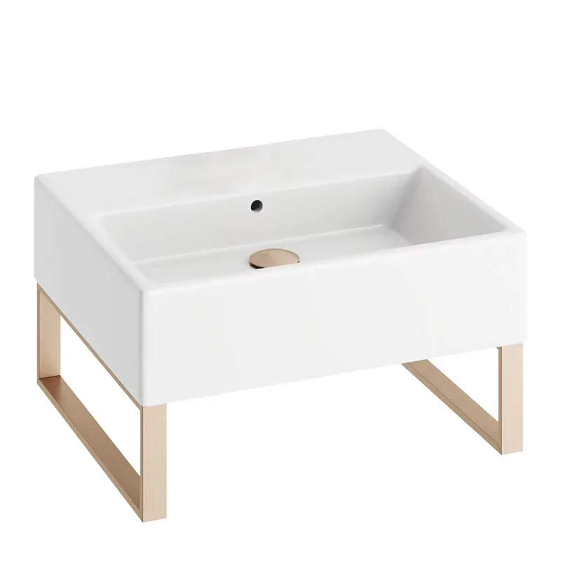 Abacus Concept Pure Basin 500 x 420mm 0 Tap Hole With Brushed Brass Towel Hangers