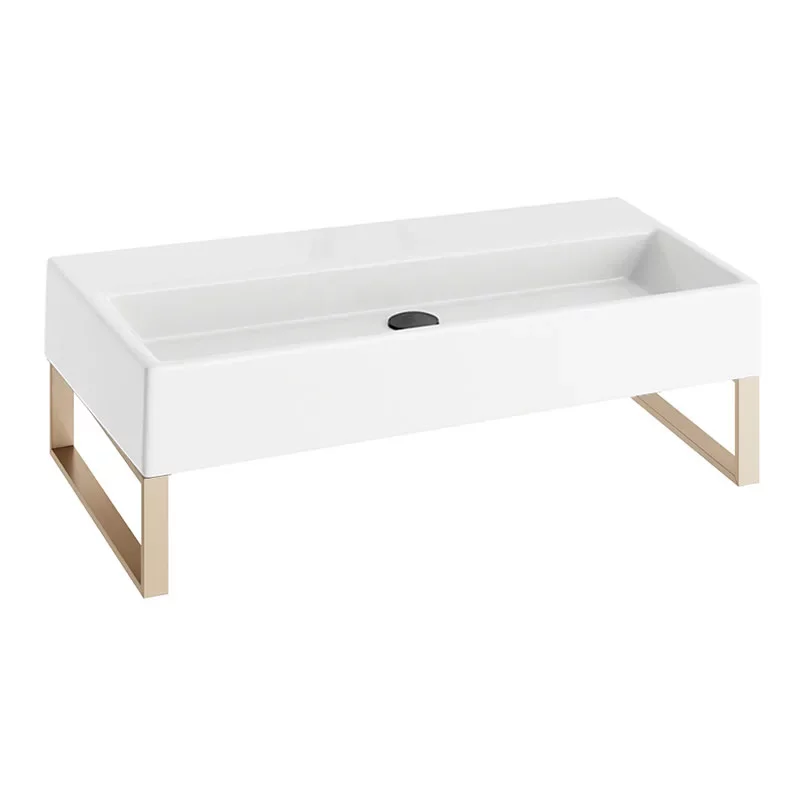Abacus Concept Pure Basin 800 x 420mm 0 Tap Hole With Brushed Brass Towel Hangers