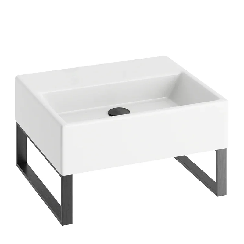 Abacus Concept Pure Basin 500 x 420mm 0 Tap Hole With Matt Anthracite Towel Hangers