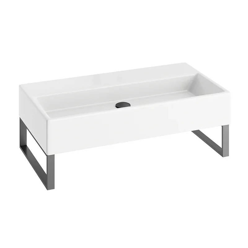 Abacus Concept Pure Basin 800 x 420mm 0 Tap Hole With Matt Anthracite Towel Hangers