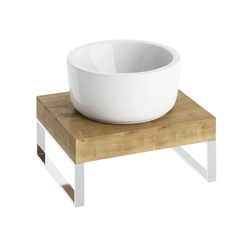 Abacus Concept Cloud 500mm Shelf, Halifax Oak With Stainless Steel Towel Hangers