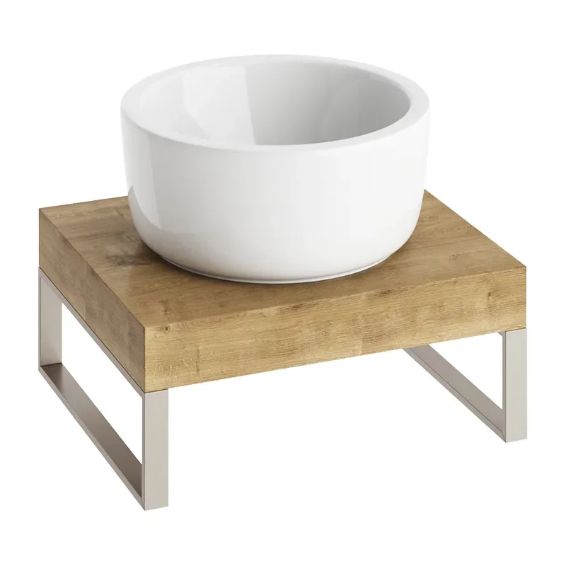 Abacus Concept Cloud 500mm Shelf, Halifax Oak With Brushed Stainless Steel Towel Hangers