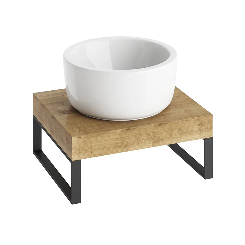 Abacus Concept Cloud 500mm Shelf, Halifax Oak With Matt Black Towel Hangers