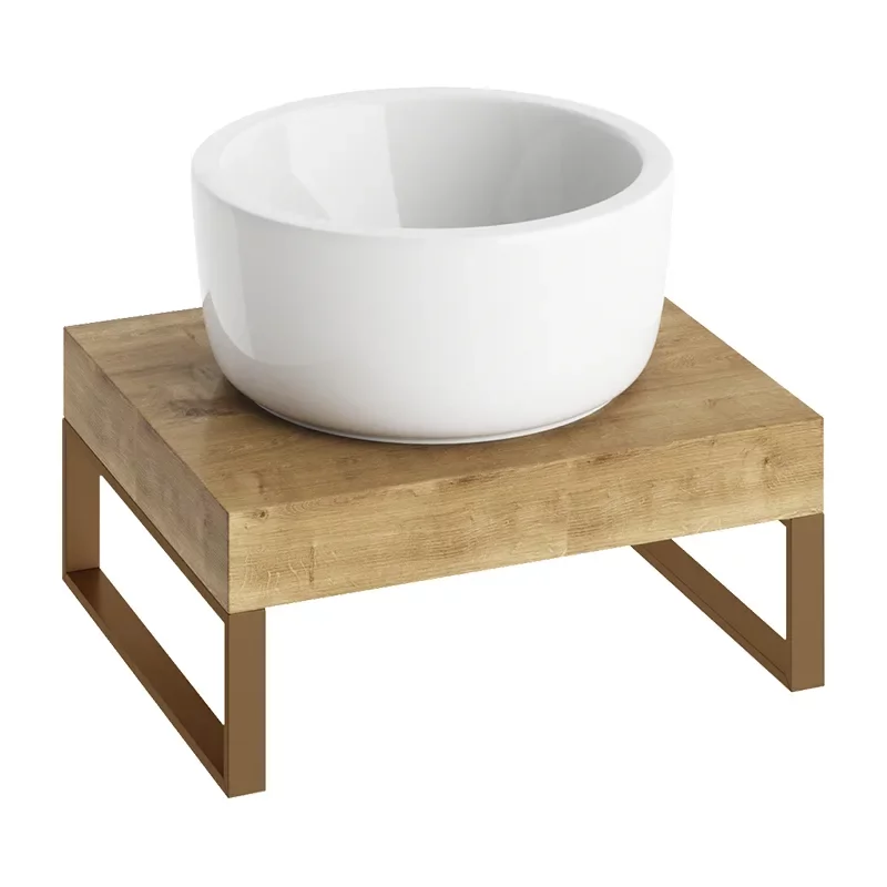Abacus Concept Cloud 500mm Shelf, Halifax Oak With Brushed Bronze Towel Hangers