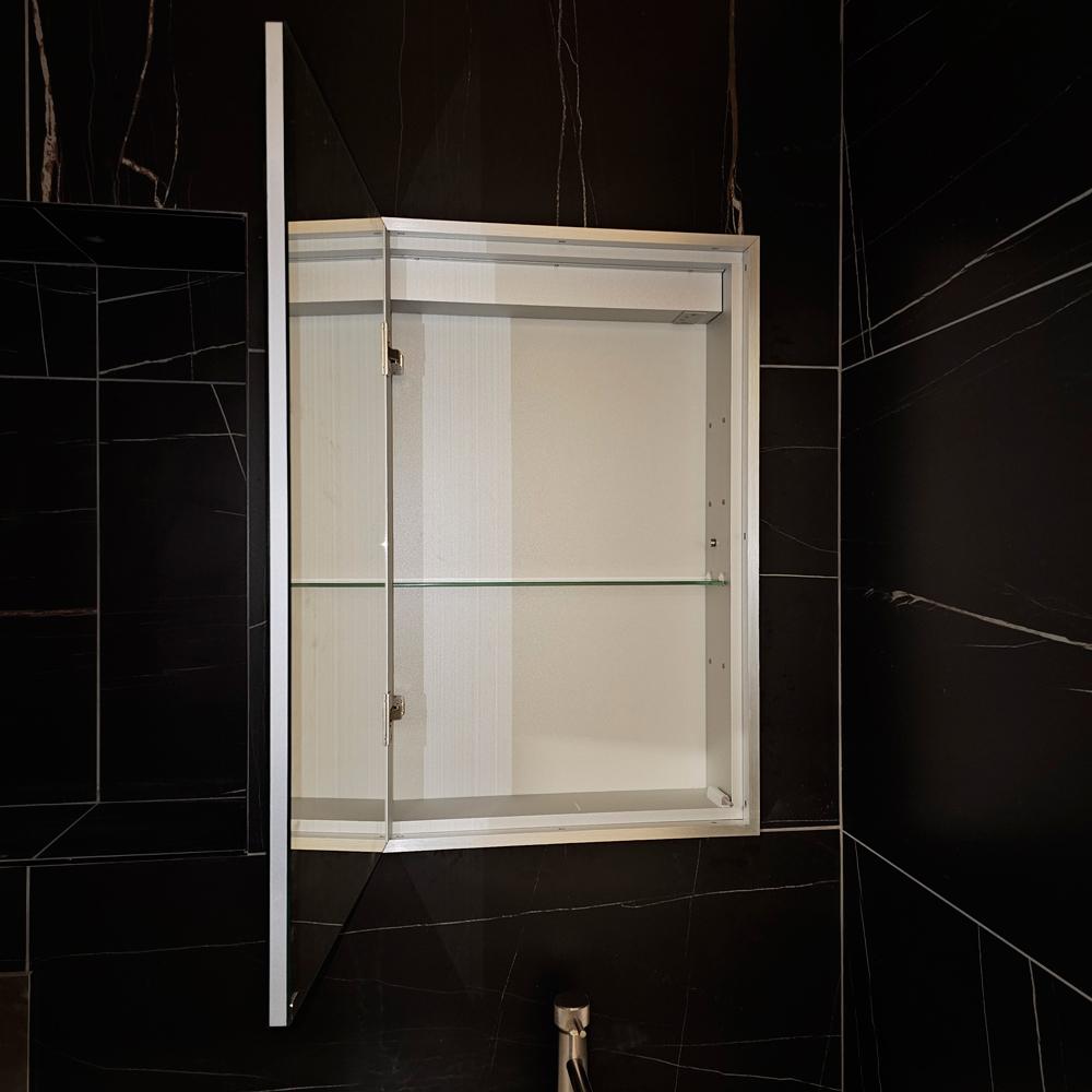 Abacus Recessed Bathroom with Mirror and Shelves With Black