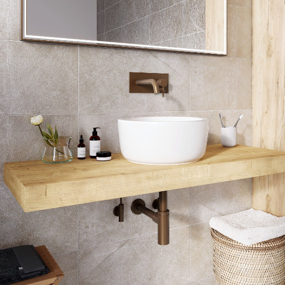 Abacus Concept Cloud Bathroom Basin Shelf Halifax Oak 1200mm