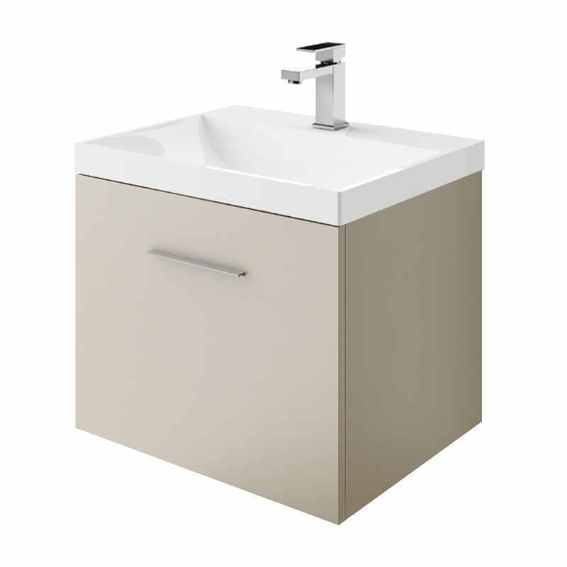 Beige - 600mm - Pure F Under Basin Bathroom Vanity Unit and Basin - Abacus