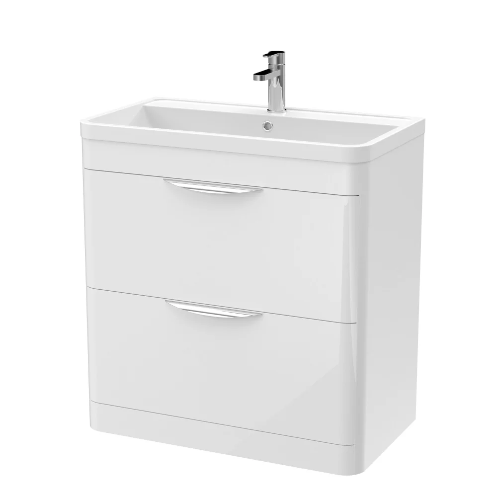 Nuie White 810mm Two Drawer Vanity Unit With Ceramic Basin