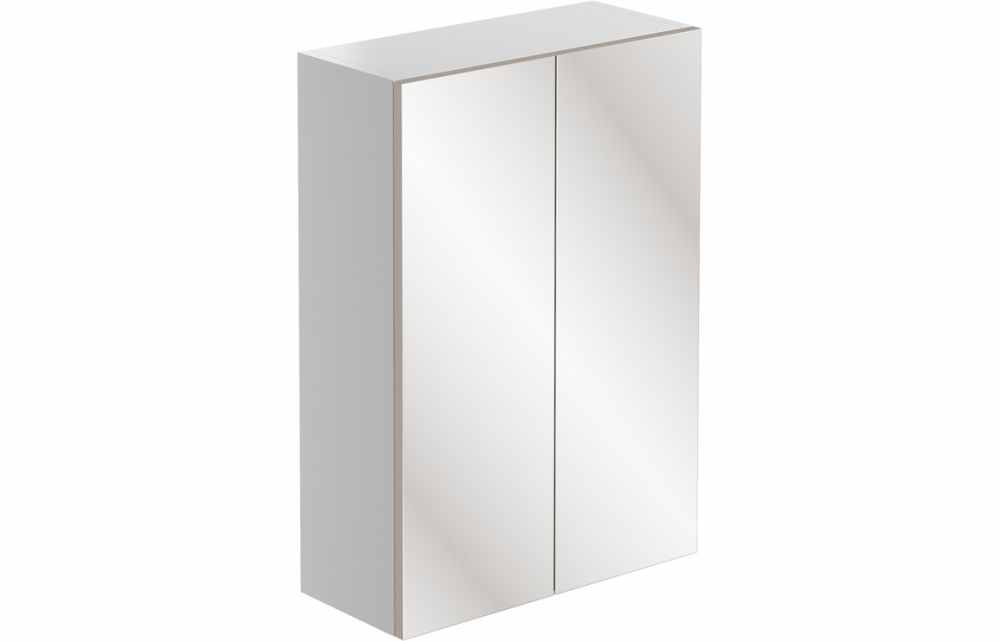 600mm - Valesso Mirrored Wall Unit - White Gloss