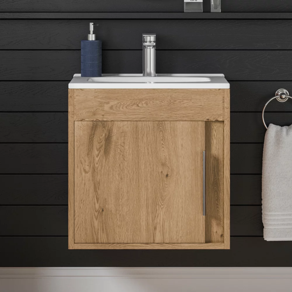 Forest 510mm Seville Oak Wall Hung Vanity Unit and Basin