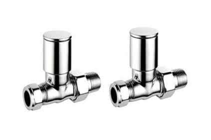 Terrier Chrome Modern Straight Decorative Radiator Valve Pack - Francis Pegler
