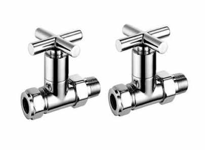 Terrier Cross Top Modern Straight Decorative Radiator Valve Pack - Francis Pegler