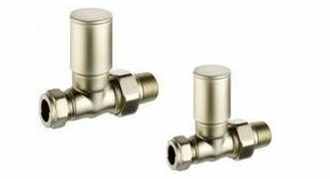 Terrier Satin Nickel Modern Straight Radiator Valve Pack - Francis Pegler