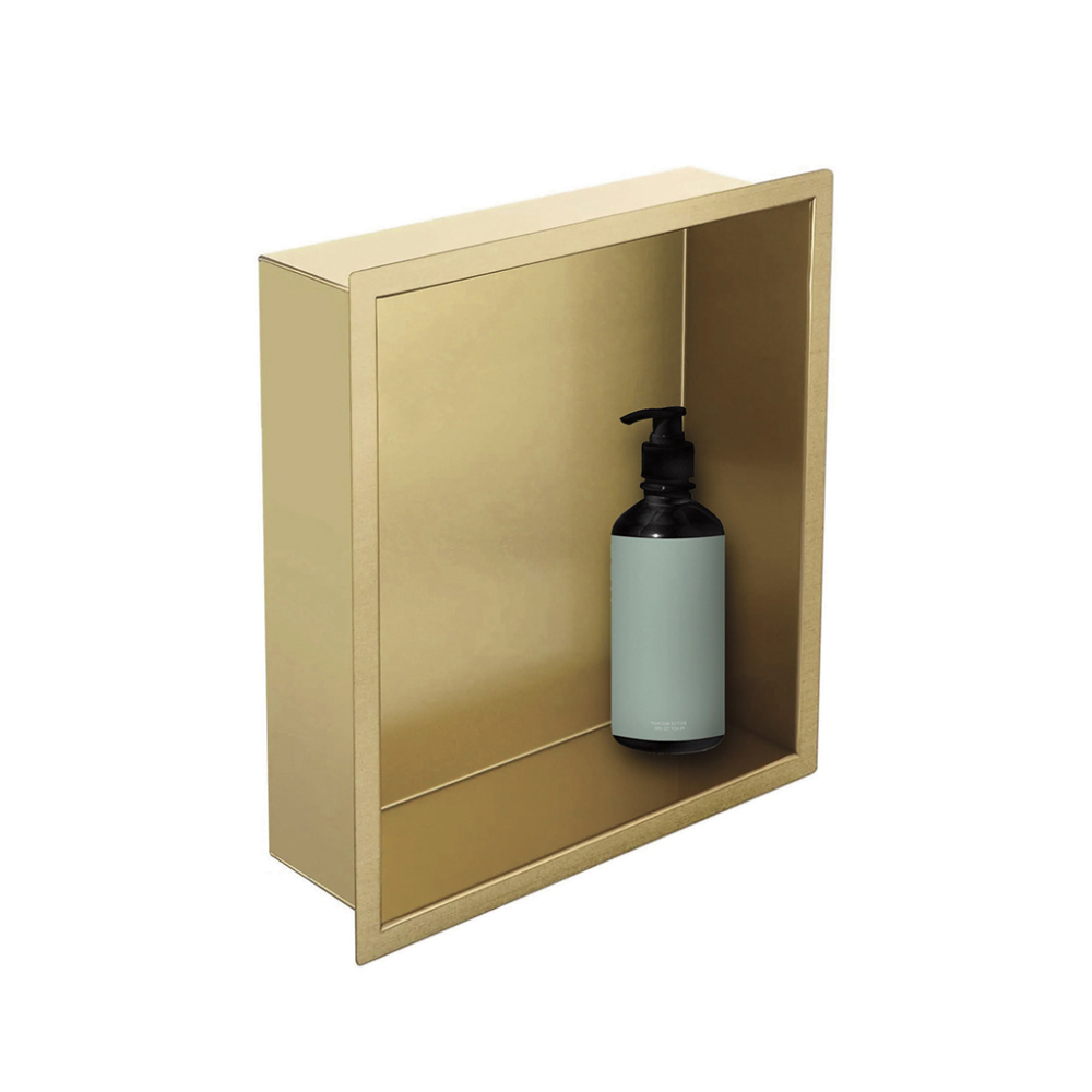 Gio Shower Niche Insert Brushed Brass 300 x 450mm